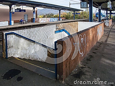 Jirkov, Czech republic - October 22, 2019: stairway in train station named Jirkov zastavka Editorial Stock Photo