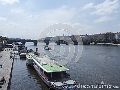 JirÃ¡sek Bridge, Prague Editorial Stock Photo
