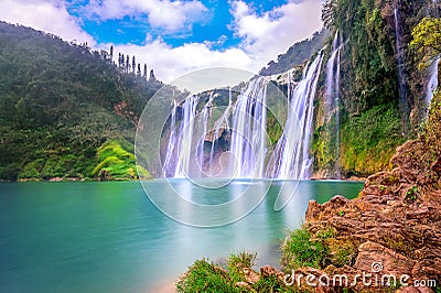 Jiulong waterfall in Luoping. Stock Photo