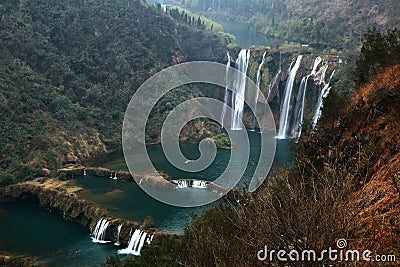 Jiulong waterfalls in Luoping Stock Photo