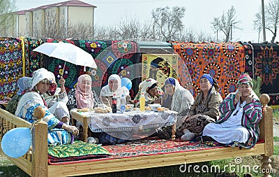 Jizzakh, Uzbekistan, March 2019. Spring Navruz holiday Editorial Stock Photo