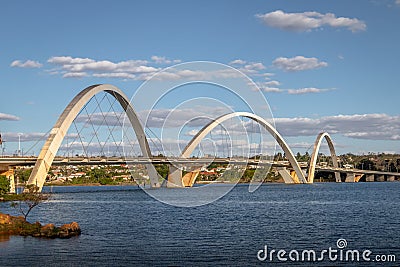 JK Bridge and Paranoa Lake - Brasilia, Distrito Federal, Brazil Stock Photo