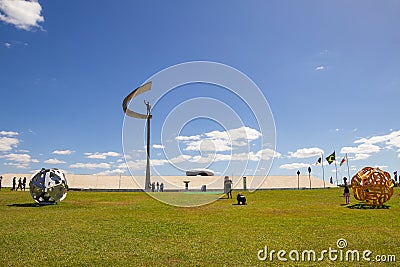 JK Memorial in Brasilia, architectural project by Oscar Niemeyer. Editorial Stock Photo