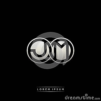 JM initial letter linked circle capital monogram logo modern template silver color version Vector Illustration