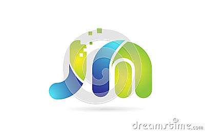 jm j m blue green combination alphabet letter logo icon design Vector Illustration