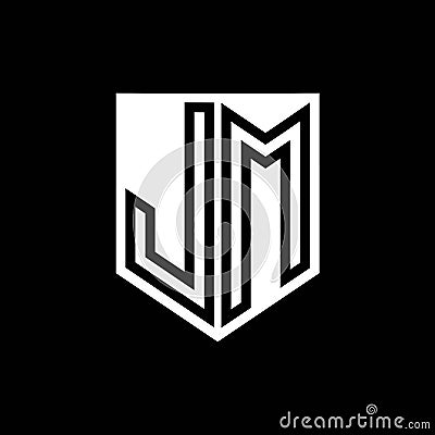 JM Logo monogram shield geometric black line inside white shield color design Vector Illustration