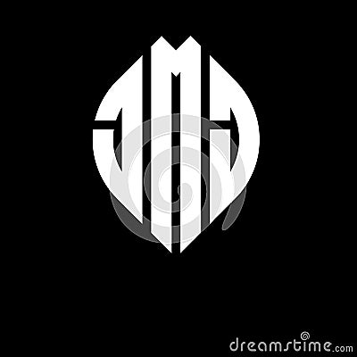 JMJ circle letter logo design with circle and ellipse shape. JMJ ellipse letters with typographic style. The three initials form a Vector Illustration