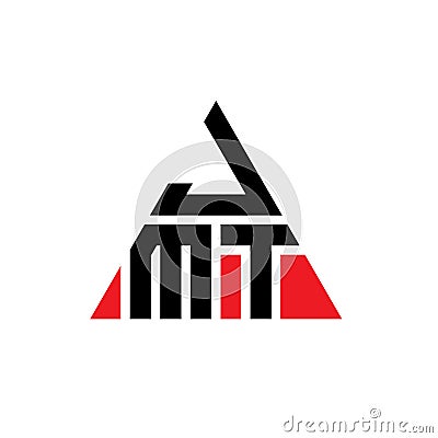 JMT triangle letter logo design with triangle shape. JMT triangle logo design monogram. JMT triangle vector logo template with red Vector Illustration