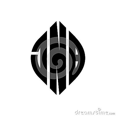 JNB circle letter logo design with circle and ellipse shape. JNB ellipse letters with typographic style. The three initials form a Vector Illustration