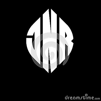 JNR circle letter logo design with circle and ellipse shape. JNR ellipse letters with typographic style. The three initials form a Vector Illustration