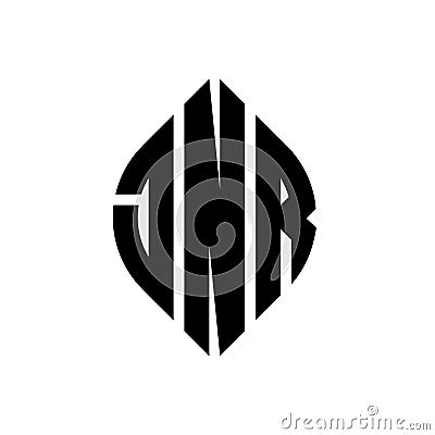 JNR circle letter logo design with circle and ellipse shape. JNR ellipse letters with typographic style. The three initials form a Vector Illustration