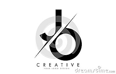 JO J O Letter Logo Design with a Creative Cut Vector Illustration