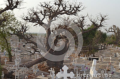 Muslim and Christian graveyard in Joal-Fadiouth, Petite CÃ´te, Senegal Editorial Stock Photo