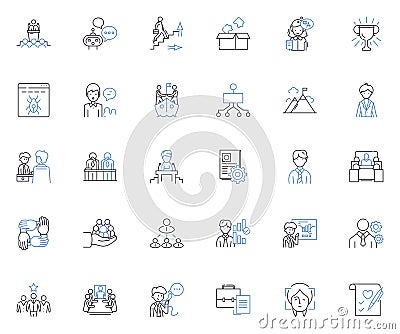 Job advancement line icons collection. Promotion, Career, Growth, Progression, Advancement, Development, Opportunity Vector Illustration