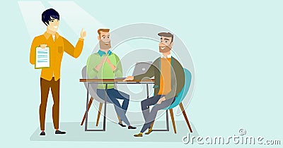 Job applicant having interview for the position. Vector Illustration