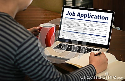 JOB Application Applicant Filling Up the Online Profession Appl Stock Photo