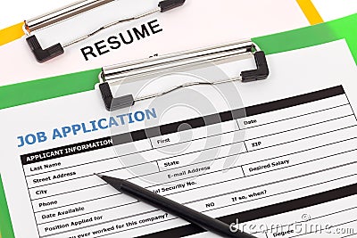 Job application and resume Stock Photo