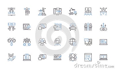 Job direction line icons collection. Direction, Career, Progression, Decision, Ambition, Goal, Focus vector and linear Vector Illustration