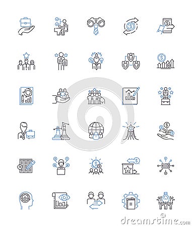 Job efficiency line icons collection. Streamlining, Optimization, Productivity, Time-management, Automation, Precision Vector Illustration