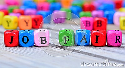 Job fair words on table Stock Photo