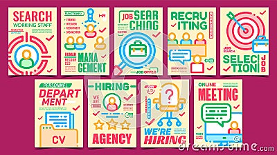 Job Hunting Creative Promo Posters Set Vector Vector Illustration