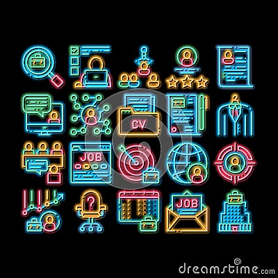 Job Hunting neon glow icon illustration Vector Illustration