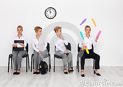 Job interview candidates with special abilities Stock Photo