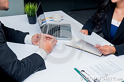 Job interview. Company recruit a new candidate Stock Photo