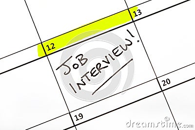 Job Interview Date on a Calendar Stock Photo