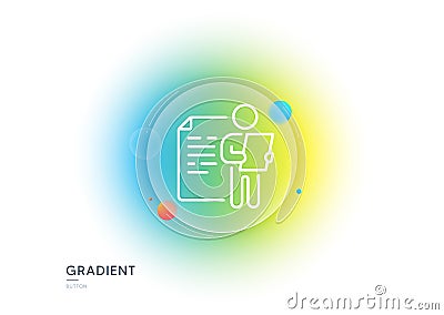 Job interview document line icon. CV file page sign. Gradient blur button. Vector Vector Illustration