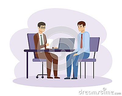 Job interview. HR manager. Office work Vector Illustration