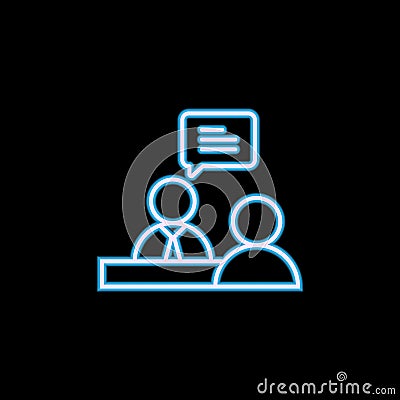 job interview line icon in neon style. One of Headhunting, HR collection icon can be used for UI, UX Stock Photo