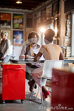 Job interview in open space office Stock Photo