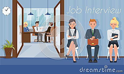 Job Interview and Recruiting. Vector Illustration. Vector Illustration