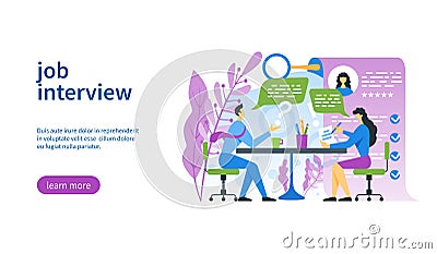 Job interview template Vector Illustration