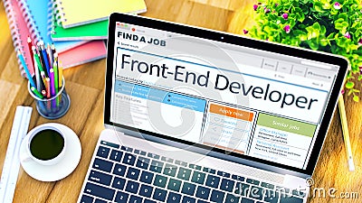 Job Opening Front-End Developer. 3D. Stock Photo