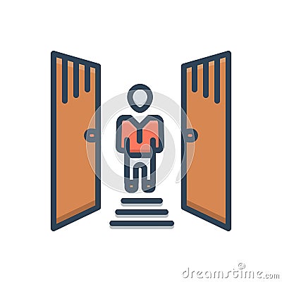 Color illustration icon for Job Opening, opportunity and curiosity Cartoon Illustration