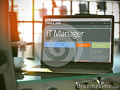 Job Opening IT Manager. 3D. Stock Photo