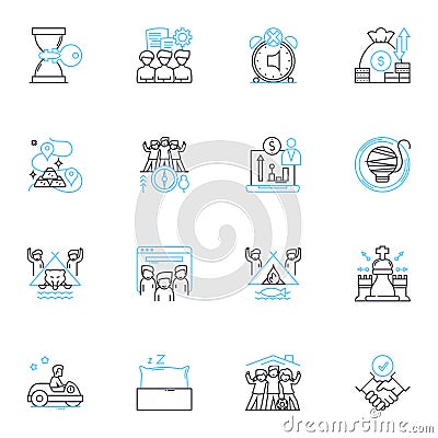 Job output linear icons set. erformance, Efficiency, Delivery, Productivity, Efficiency, Effectiveness, Results line Vector Illustration