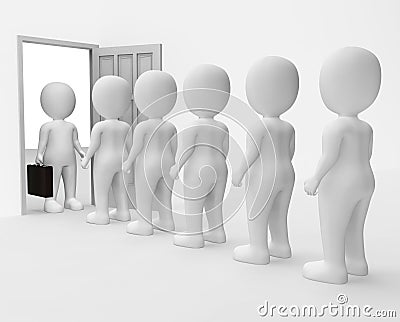 Job Queue Means Business Person And Employment 3d Rendering Stock Photo