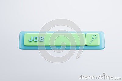 Job search bar with a loupe icon, utilizing a blue and green color scheme. Employment concept. Stock Photo