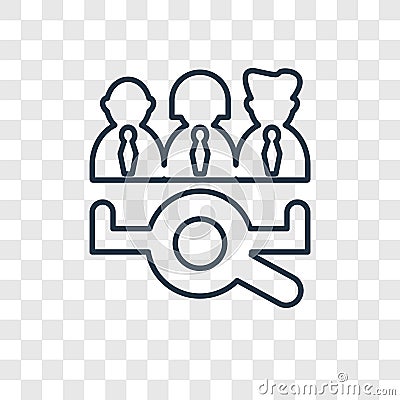 Job search concept vector linear icon isolated on transparent ba Vector Illustration