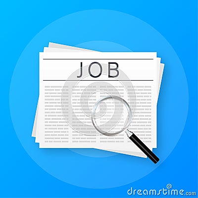 Job search newspaper for paper design. Recruitment interview. Vector stock illustration. Vector Illustration