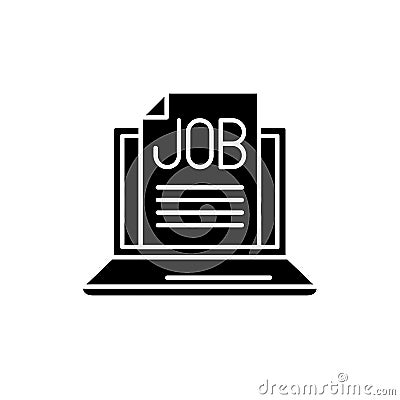 Job search online black icon, vector sign on isolated background. Job search online concept symbol, illustration Vector Illustration