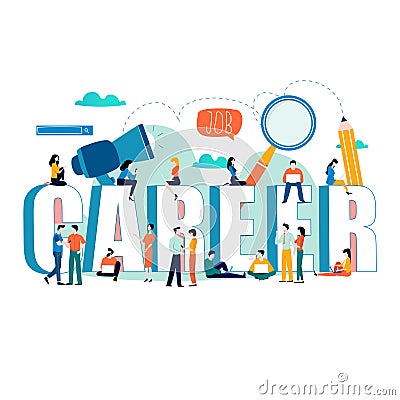 Job search, recruitment, hiring, employment, freelance, jobs, career concept. Flat vector illustration design for mobile and web g Vector Illustration