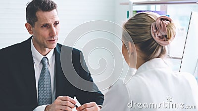 Job seeker in job interview meeting with manager Stock Photo