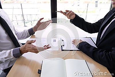 Job seeker presentation about himself with interview employee for job interview in the office Stock Photo