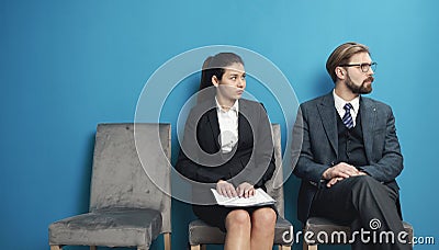 Job-seekers waiting for intake meeting Stock Photo
