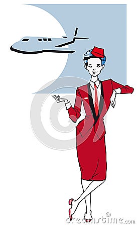 Job series - stewardess Vector Illustration