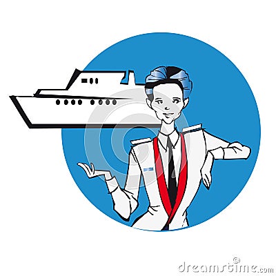 Job series - stewardess Cartoon Illustration